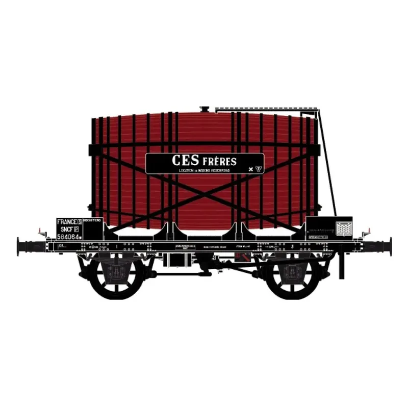 Wagon citerne OCEM Monofoudre, sans guérite, brun, CES FRERES - LS Models 30563 - HO 1/87 - SNCF - EP.III - 2R Prix Réduit